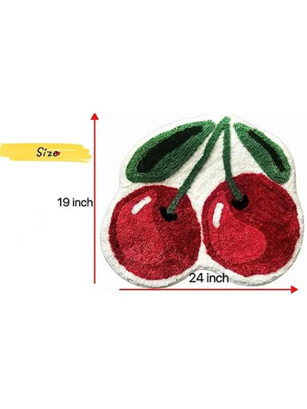 Cherry Bath Mat for Bathroom, Non Slip Cute Bath Mats Fruit Shaped